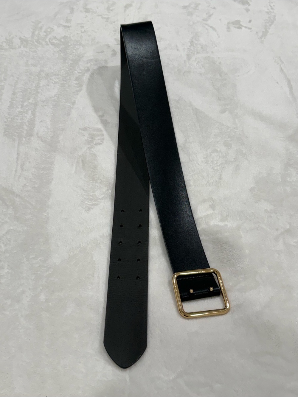 H&M Black Belt with Gold Square Buckle
